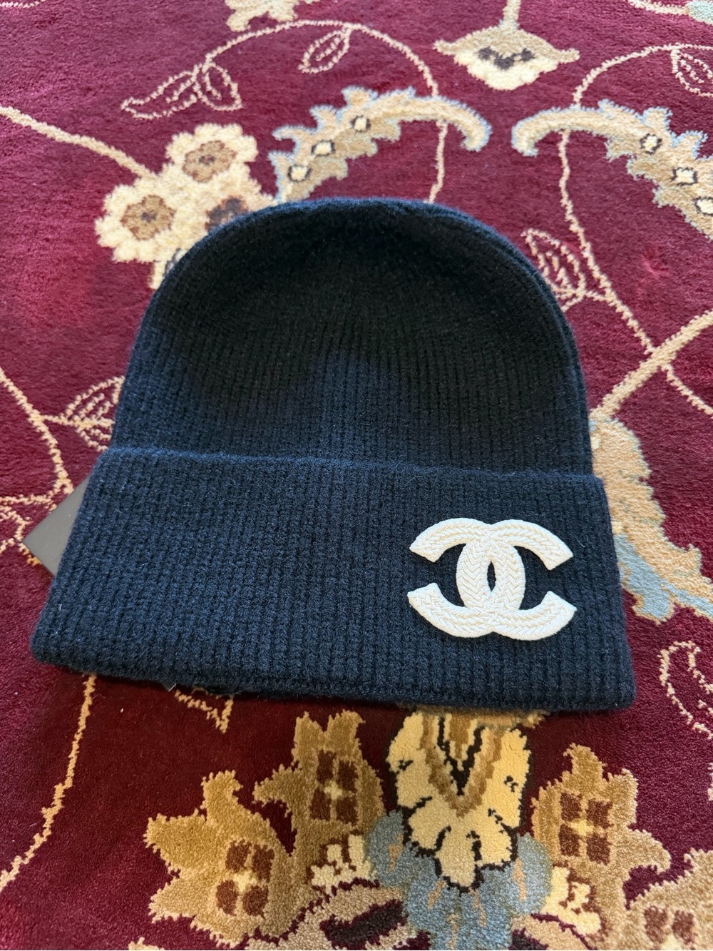 Celine black beanie embroidered logo